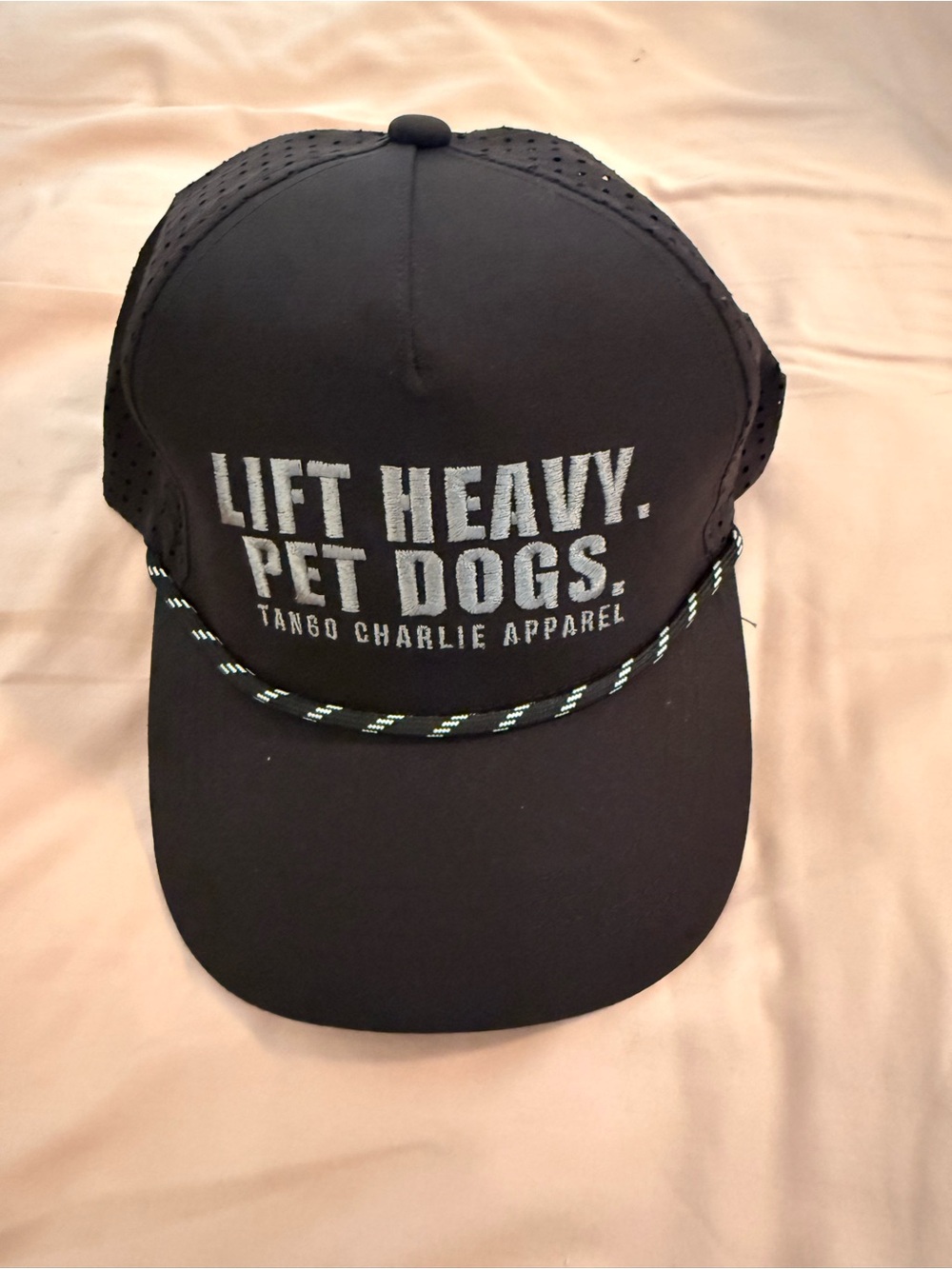 Black 'Lift Heavy. Pet Dogs.' Trucker Hat